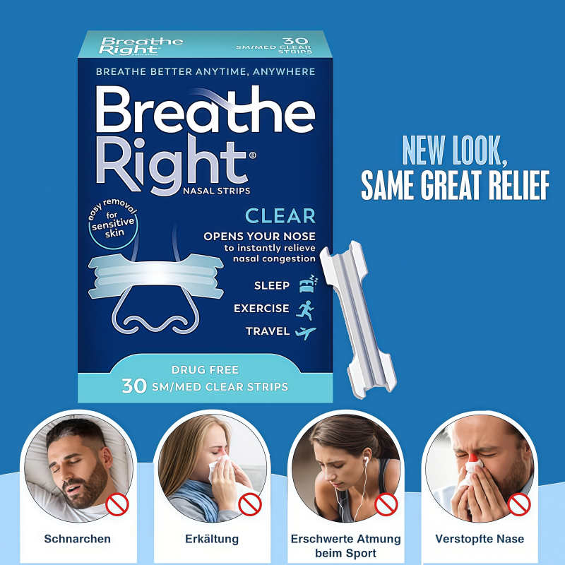 【สินค้าแนะนำจากร้านนี้】【new】Breathe Right แผ่นแปะจมูก ลดการนอนกรน หายใจติดขัด ขายดี #1 ในอเมริกา