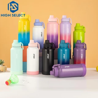 1000ml สแตนเลส กระติกน้ำสีพาสเทลไล่ระดับ เก็บความร้อน-เย็น ดีไซน์สีตัดกันทันสมัย พร้อมที่จับ แถมที่รองแก้ว แก้วเยติ