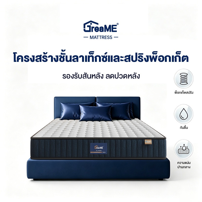 ที่นอน หนา 8 นิ้ว ที่นอนพ็อกเก็ตสปริง รองรับสันหลัง ลดปวดหลัง ที่นอนห้องเช่า คุณภาพพรีเมียม