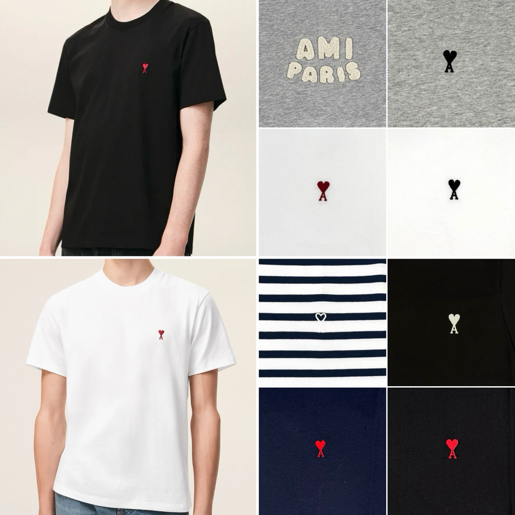 Ami Paris Cotton De Coeur Unisex เสื้อยืด ผ้าฝ้าย แท้ 100% มี QR แสกนเช็คของแท้ได้ทุกตัวค่า