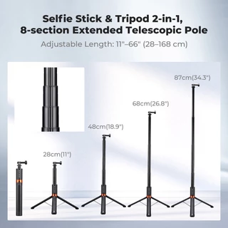 K&F CONCEPT Quick-Release ไม้เซลฟี่ 1.68m tripod Auto-Open&Close for Insta360 X5/OSMO 360/Pocket 3/4