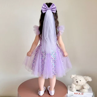 PRINCESS KESLI ชุดเดรสเด็กผู้หญิง ชุดเดรส เจ้าหญิงนางเงือก ลายเกล็ดติดลูกปัด ผ้าตาข่าย สำหรับ ปาร์ตี้วันเกิด 2-12 ปี