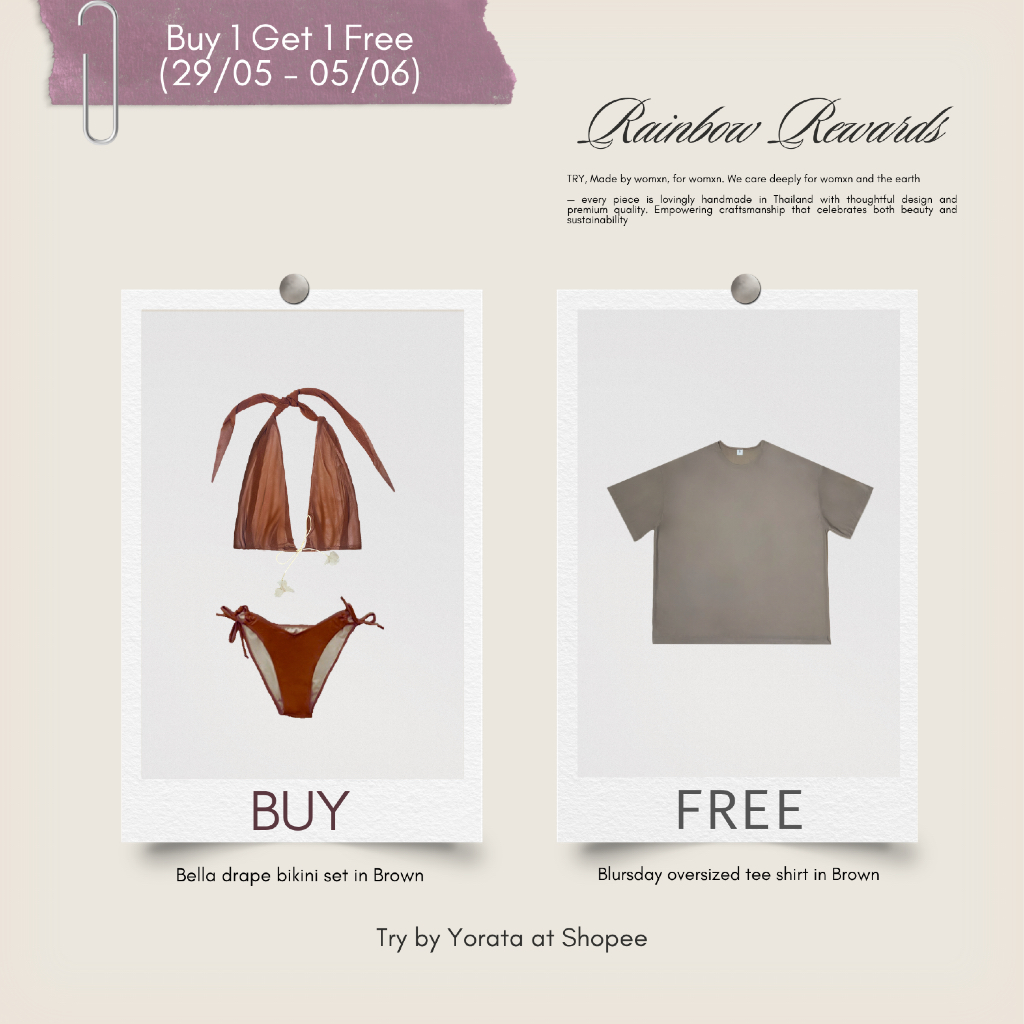 Try_yorata l Sustainable ♻️Bella drape bikini top, Thong bikini bottom, High leg bottom ชุดว่ายน้ำ บิกินี่ผูกคอ สายฝอ