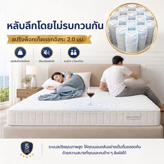 ที่นอนสปริงเสริมยางพารา ที่นอนพ็อกเก็ตสปริง หนา 8 นิ้ว รองรับกระดูกสันหลัง บรรเทาปวดหลัง สัมผัสโรงแรม 5 ดาว