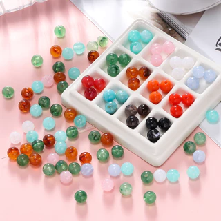 50ชิ้น 6/8mm ลูกปัดหินเทียม อะคริลิค ลูกปัดกลม 34สี สําหรับทําสร้อยคอ สร้อยข้อมือ DIY จัดส่งจากไทย