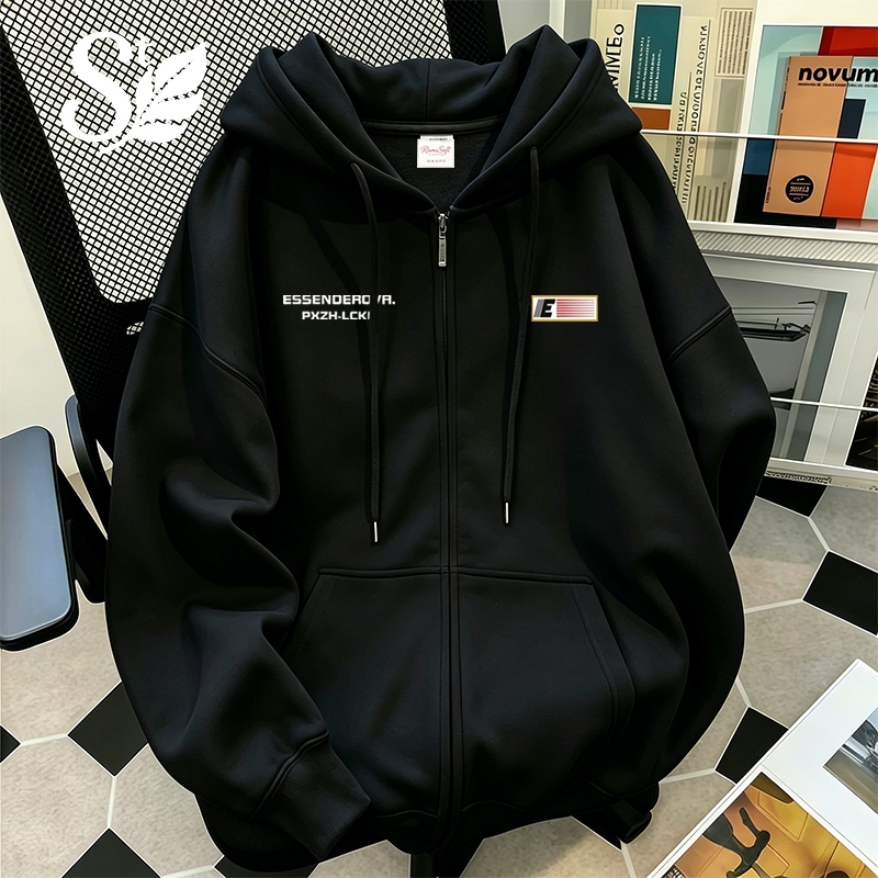 เสื้อฮู้ดมีซิปแขนยาวลายตัวอักษร สไตล์เกาหลี ทรงหลวม Unisex ผ้าฝ้ายคุณภาพสูง เนื้อผ้านุ่มกันลม มี 12 สี พร้อมส่ง สต็อกไทย