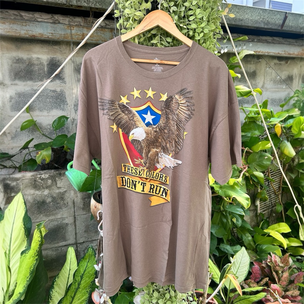 ส่งต่อเสื้อยืดวินเทจ สีน้ำตาล mocha mousse งานปีลึก made in hondurus งาน usa ของแทร่ ไม่มีตำหนิ