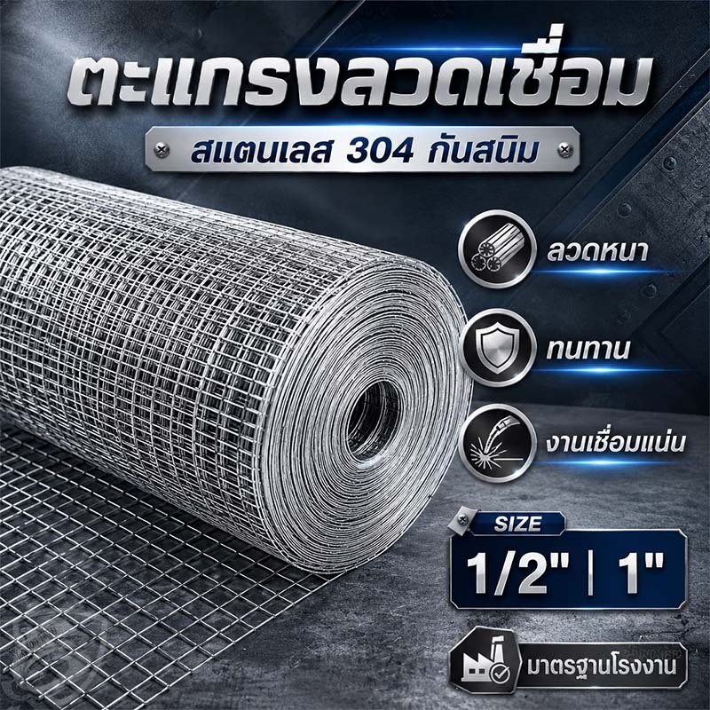 ตะแกรงลวดเชื่อมตาสี่เหลี่ยม （304） 1/2", 1" ตา ขนาด0.9x30 1.2x30 เมตร กรงไก่ กรงนก ล้อมต้นไม้ ฉาบกำแพง G รั้วตาข่าย
