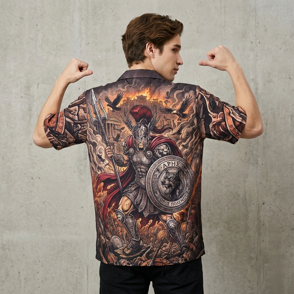 Warpstreet เสื้อฮาวายลายเทพ Ares