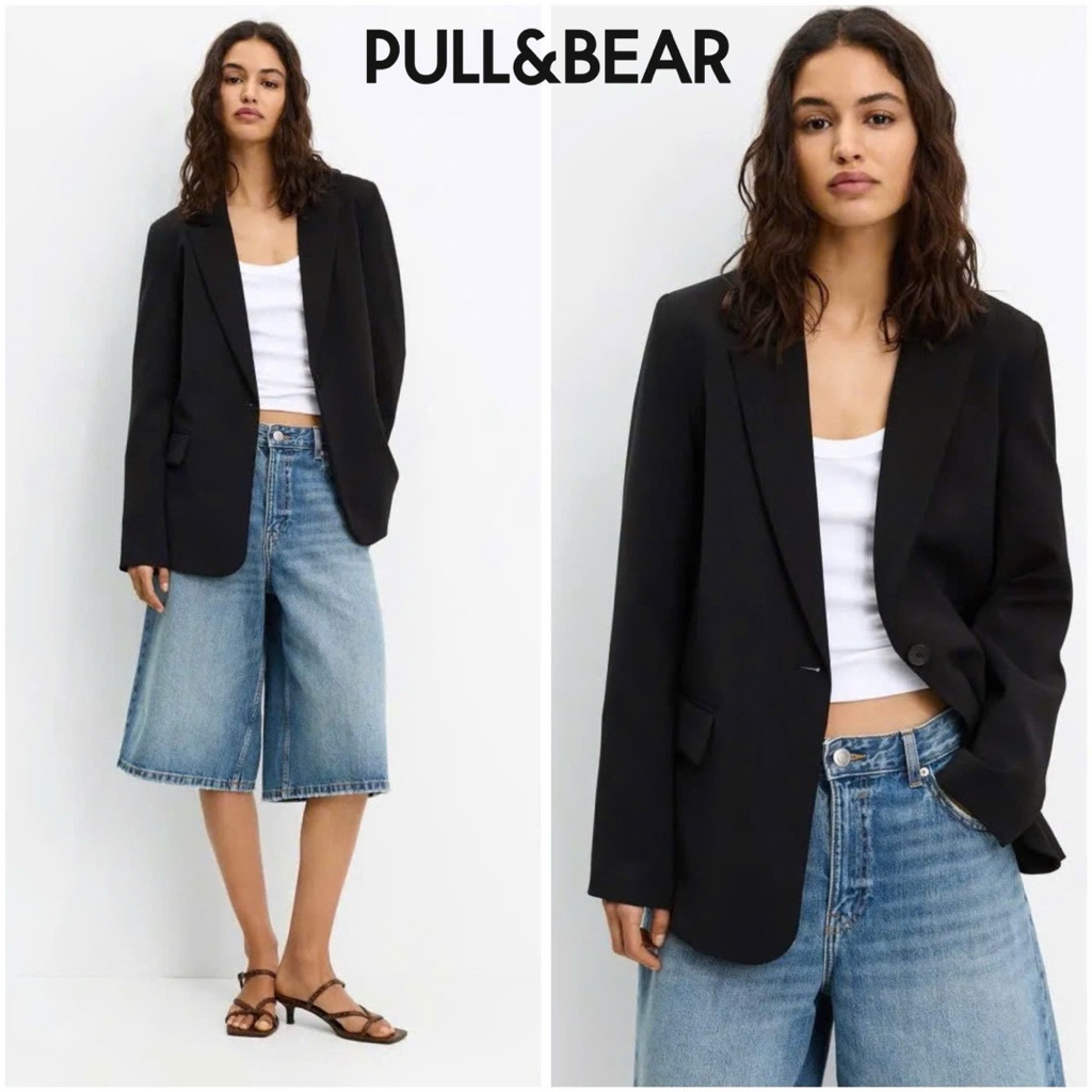 PULL&BEAR Blazer เสื้อสูทสีดำ ผ้านิ่มๆ งานแท้ ผ้าดีมาก