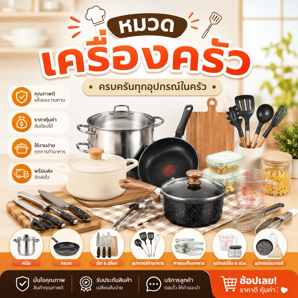 [ลด30%] เครื่องครัวสำหรับบ้าน ร้านอาหาร คุณภาพดี สะดวก ครบจบ
