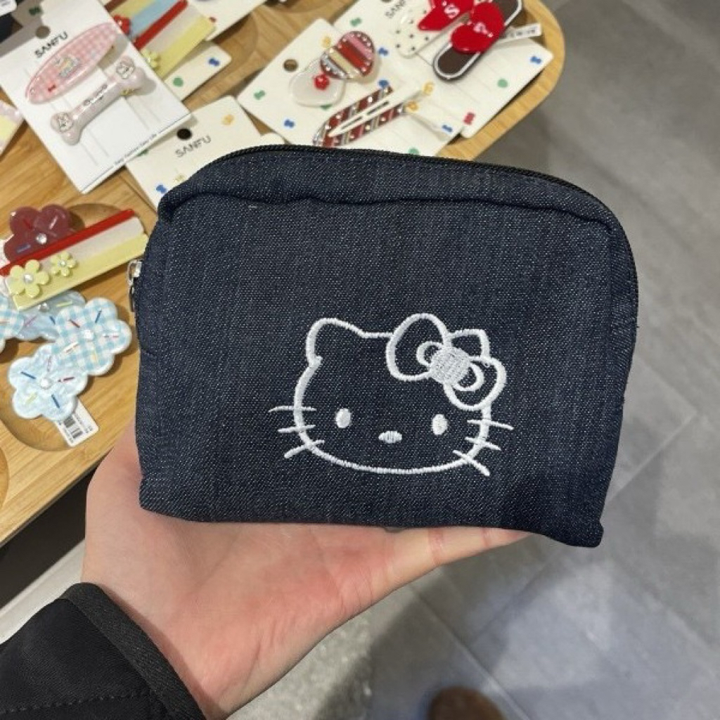 สินค้าพร้อมส่ง กระเป๋ายีนส์ล้วน Hello Kitty สไตล์เกาหลี รูปที่ 4
