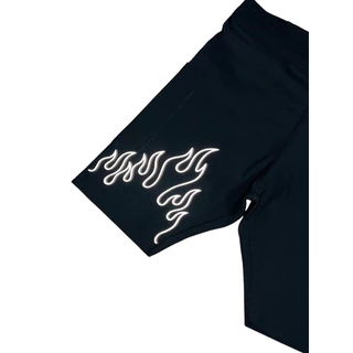 กางเกงรัดกล้ามเนื้อ เข้มแข็ง HT V.2 @khemkhaengrunningclub Half Tights Black “สีดำ“ V.2 ไฟลุกปลุกใจ FIRE “รีเฟล็ก”