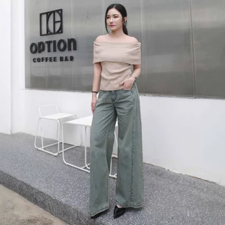 กางเกงยีนส์ขากระบอกใหญ่แต่งตะเข็บ รุ่น Vogue Jeans