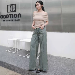 กางเกงยีนส์ขากระบอกใหญ่แต่งตะเข็บ รุ่น Vogue Jeans