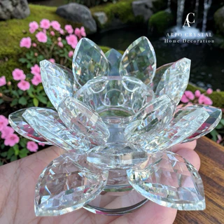 ดอกบัวคริสตัล 9cm สีใส ของแต่งบ้าน ฮวงจุ้ย มงคล เสริมดวง เชิงเทียน วางลูกแก้ว ของขวัญ Crystal Lotus Home Decor