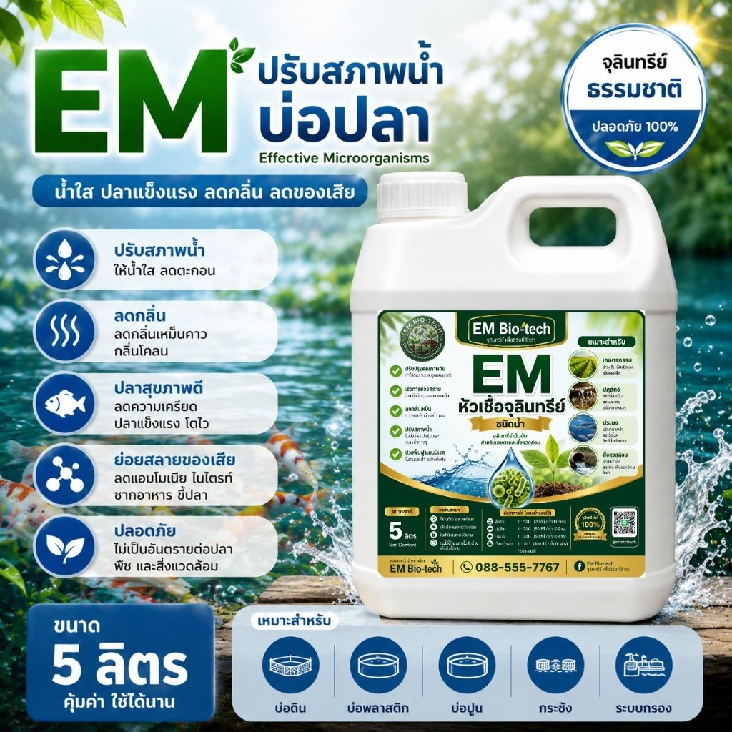 EM ปรับสภาพน้ำ-บ่อปลา ขนาด 5 ลิตร