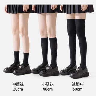 【พร้อมส่ง】ถุงเท้าสั้น ขาว-ดำ ถุงเท้ายาวถึงน่อง ถุงน่องยาวถึงเข่า ผ้าบางเบาระบายอากาศ ยืดหยุ่นดี ใส่สบาย ไม่คับ ลด 50%