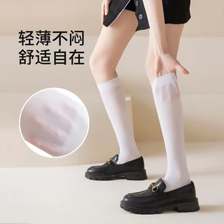 【พร้อมส่ง】ถุงเท้าสั้น ขาว-ดำ ถุงเท้ายาวถึงน่อง ถุงน่องยาวถึงเข่า ผ้าบางเบาระบายอากาศ ยืดหยุ่นดี ใส่สบาย ไม่คับ ลด 50%