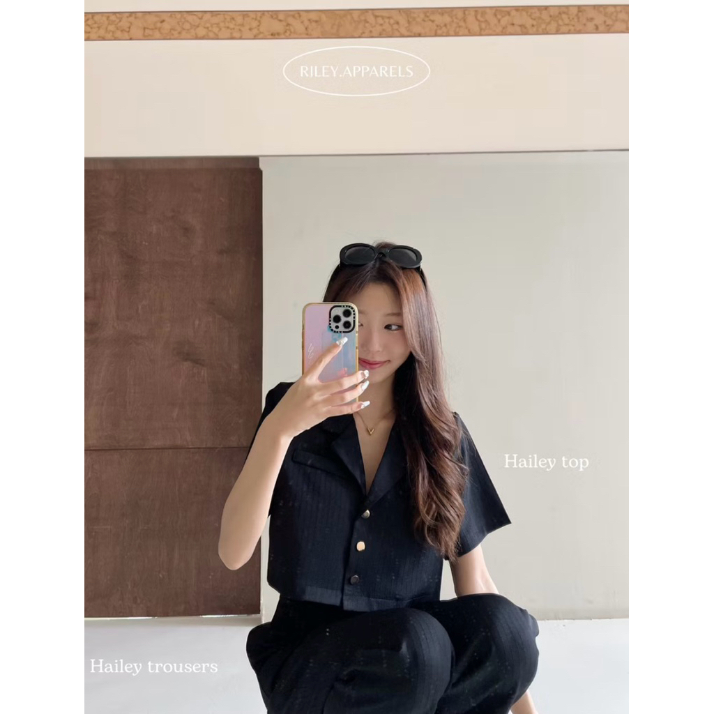 hailey top riley.apparels สีดำส่งต่อ