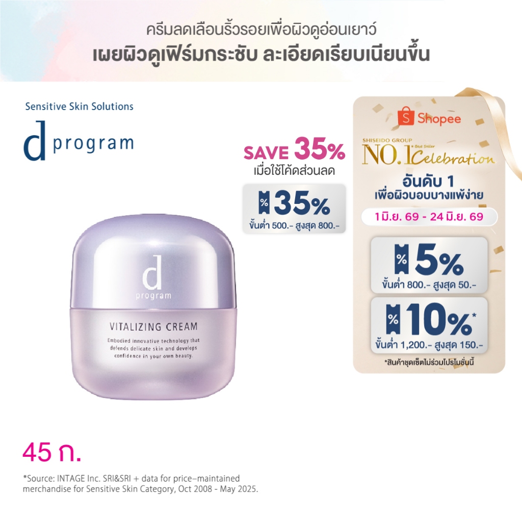 d program ดี โปรแกรม ไวทัลไลซ์ซิ่ง ครีม 45 ก.