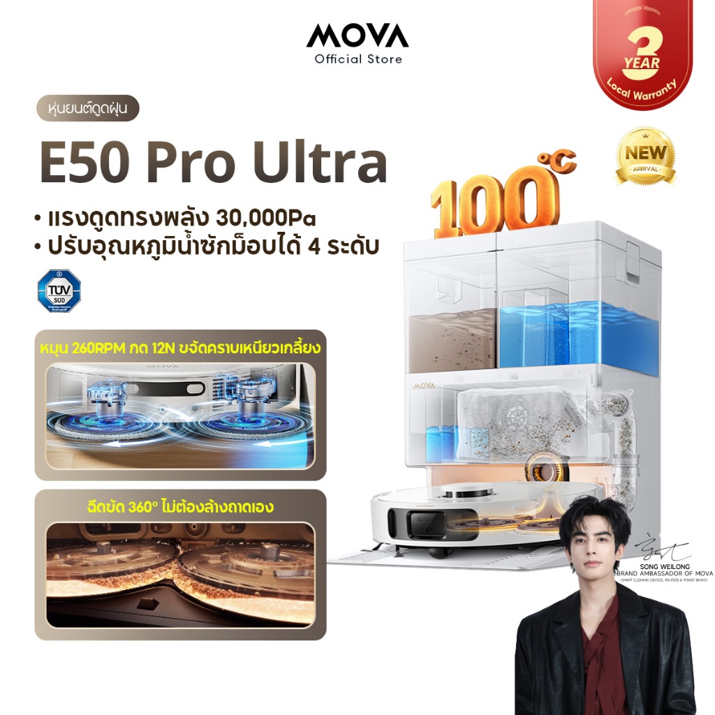 MOVA E30 Ultra / E50 Pro Ultra Robot Vacuum Mop หุ่นยนต์ดูดฝุ่นและล้างพื้นดูดแรง ทำความสะอาดอัตโนมัติ