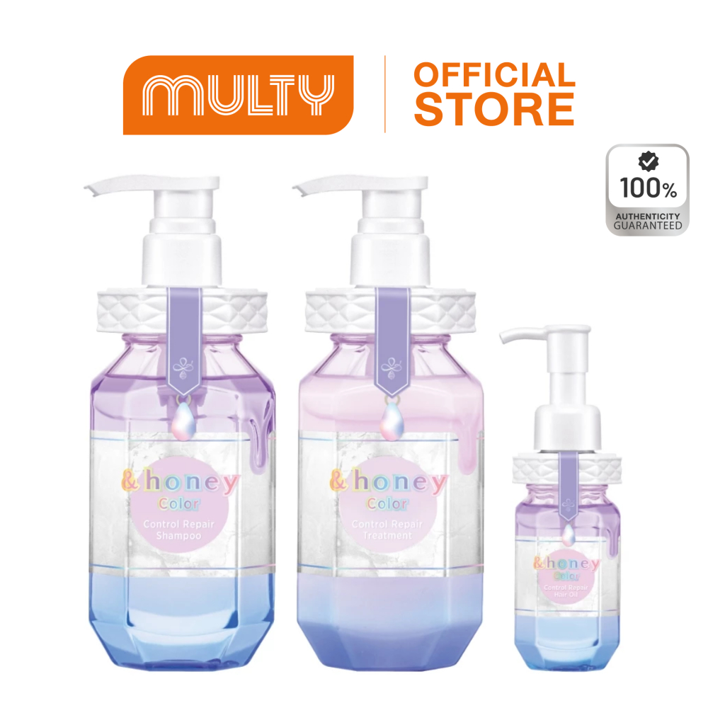 &HONEY COLOR REPAIR SHAMPOO 440ML + TREATMENT 445G + HAIR OIL 100ML (แชมพู+ทรีทเม้นท์+ออยล์ ดูแลสีผม)