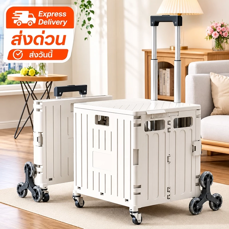 Organixo รถเข็นพับได้ 30L-100L ล้อปีนบันได รับน้ำหนัก 80kg ดีไซน์มินิมอล สำหรับช้อปปิ้ง แคมป์ปิ้ง ใช้งานในบ้าน