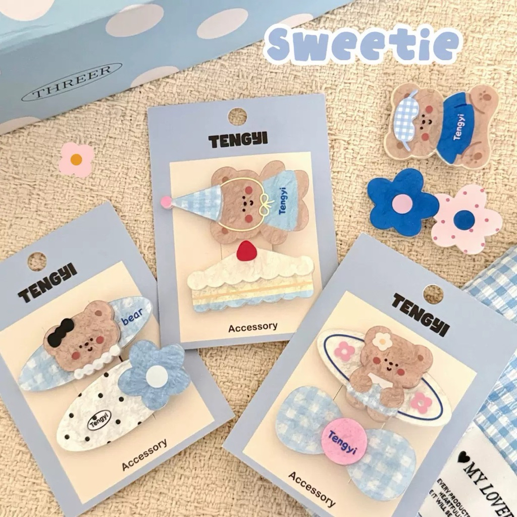 Cute 511 กิ๊บติดผม กิ๊บหนีบผมหมีน้อยสุดคิ้วท์ 2 ชิ้น/แพ็ค