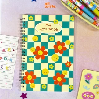 สมุดโน้ตริมลวด ขนาด A5 ปกลายดอกไม้ Allwrite