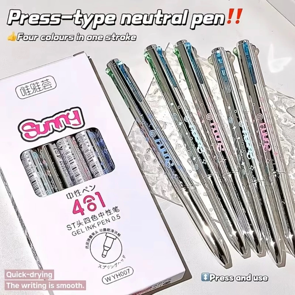ปากกาลูกลื่น 4 สี 1 ด้าม เขียนลื่น สีชัด ดีไซน์ทันสมัย พกพาสะดวก สำหรับนักเรียนนักศึกษา