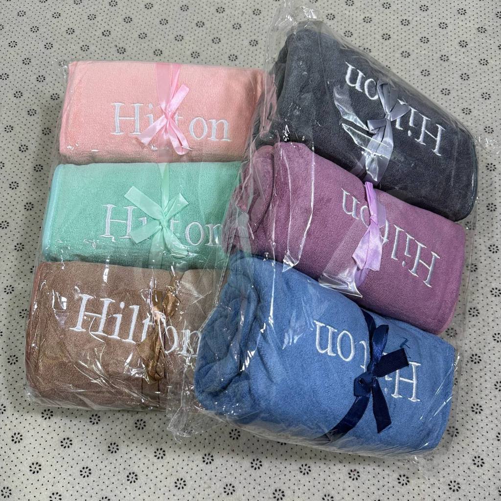 ผ้าเช็ดตัว Hilton 12ผืน คละสี ขนาด70*140ซม เนื้อหนานุ่มซับน้ำได้ดี