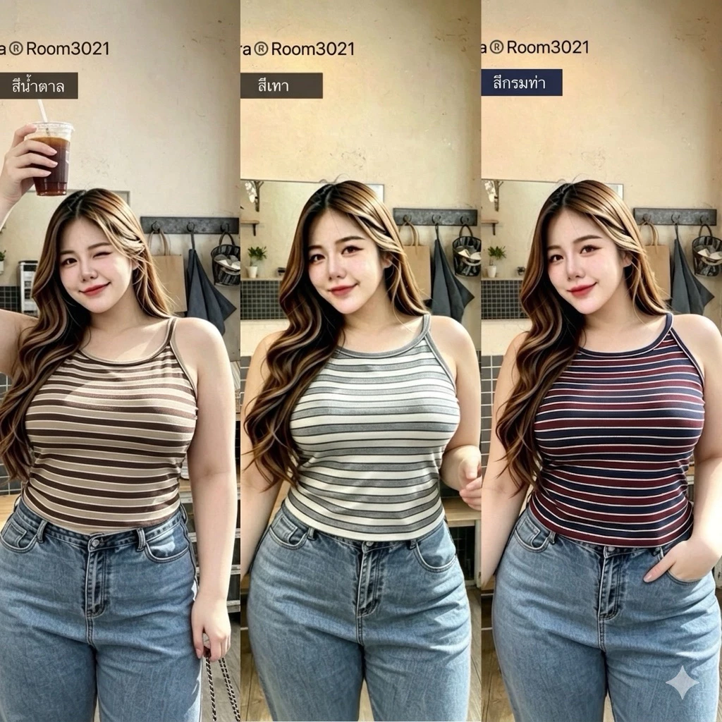 /TB/ เสื้อครอปสายเดี่ยวเว้าไหล่ มีไซส์อก40-50 เนื้อผ้ายืดนุ่มพรีเมี่ยม แซ่บอยู่ #สาวอวบอ้วน พลัสไซส์