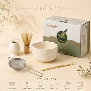 🍵ชุดชงมัทฉะ 5 ชิ้น กล่องหรู chawan matcha set bowl งานคราฟต์ระดับมาสเตอร์ จากญ✨ ถ้วยชงมัทฉะ ถ้วยชงชาเขียว แปรงชงชา