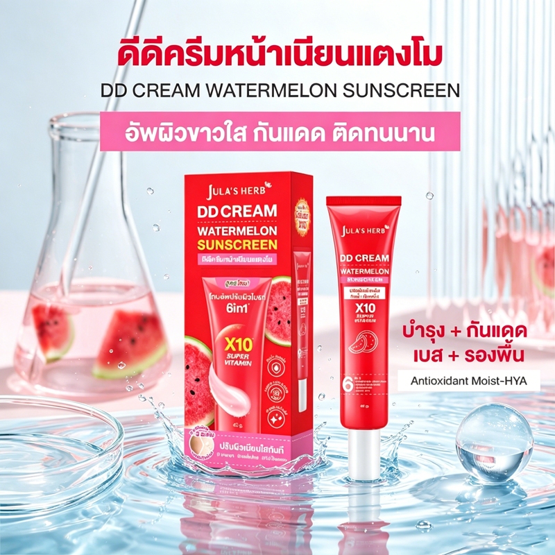 Jula's Herb DD Cream ครีมกันแดด กลิ่นแตงโม  SPF50+ วิตามิน 6 in 1 ผิวใส กระจ่างใส 40g ครีมกันแดดกันน้ำคุมมัน