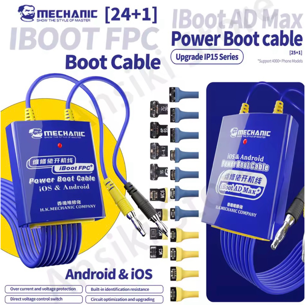 สายทดสอบพาวเวอร์ซัพพลาย MECHANIC สำหรับโทรศัพท์มือถือ สายบูตจ่ายไฟ สำหรับ iPhone 6-17PM & Android สายทดสอบจ่ายไฟ