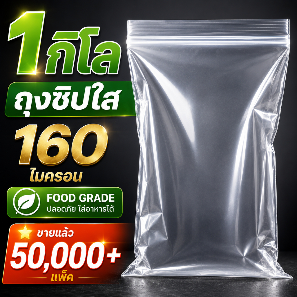 ถุงซิปใส รุ่นหนา (1 กิโลกรัม / 500 กรัม) ถุงพลาสติก Food Grade ออกใบกำกับภาษีไม่ + เพิ่ม