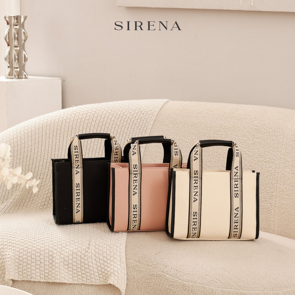 ใหม่! SIRENA กระเป๋าผ้าแคนวาส ขอบหนังแท้ กระเป๋า Tote Bag รุ่น AZALEA MINI | กระเป๋า