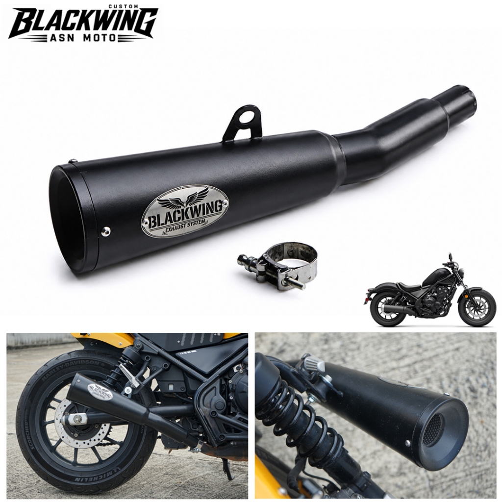 ท่อแต่ง HONDA Rebel300 Rebel500 ปลายดำทรงสปอร์ต