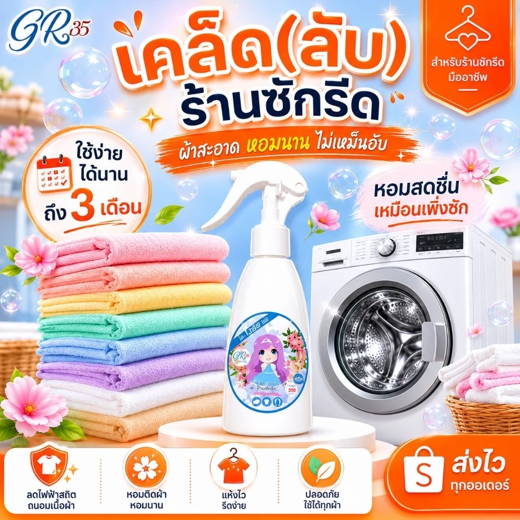 เคล็ดลับร้านซักรีด น้ำหอมฉีดผ้าGRACEสำหรับหรับแม่บ้านยุครีบเร่ง-รีวิวแน่นของ-แท้ร้านส่งไว-ผ้าหอม7วัน - รูปที่ 1