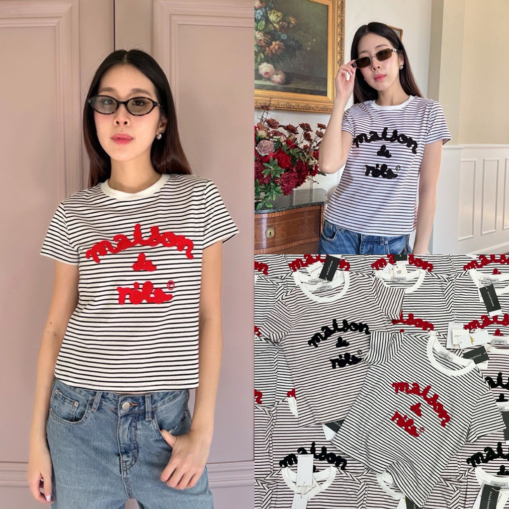 MS baby tee เสื้อยืดคอกลมแขนสั้นสุดคิ้วท์ ทรงเบบี้ทีคอลใหม่งานปัก
