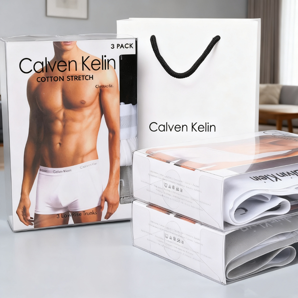 กางเกงในผู้ชาย 3pack Calvin Klein แท้ Men's Underwear Cotton Stretch Trunks 3pack แพ็ค 3 ชิ้น