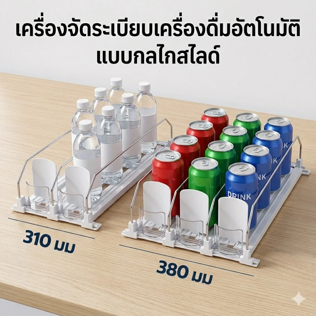 ✨จัดส่งในกรุงเทพฯ ชั้นวางเครื่องดื่มโซดากระป๋องขวด Pusher สําหรับตู้เย็น(สีขาว 310/380 มม. 3/5 ชุด)