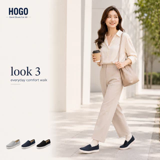 Hogo รองเท้าสลิปออน Slip on ผู้หญิง รองเท้าแบบสวม สไตล์มินิมอล ผ้าใบเกาหลี