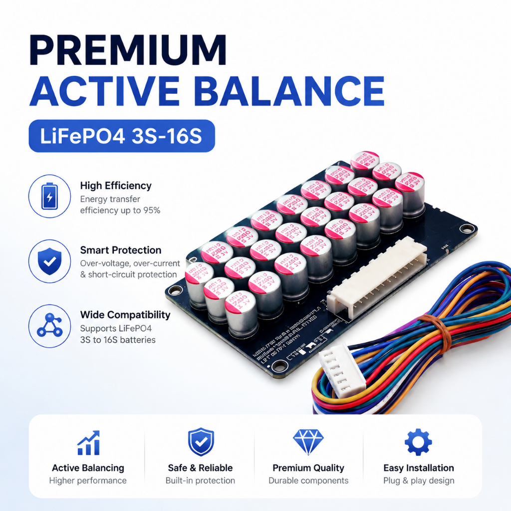 5A Active Balance LiFePo 4 / NMC Li-ion 4S 8S 16S For 12V 24V 48V แบตเตอรี่ลิเธียมฟอสเฟตและลิเธียมไอออน