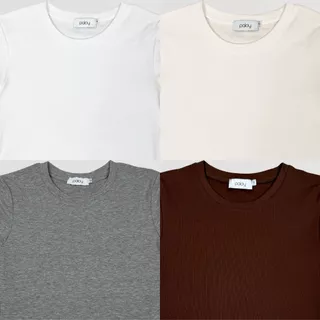 [Best Seller] Paloy - PL0269 เสื้อครอปแขนสั้น สีพื้น ผ้านุ่มยืด