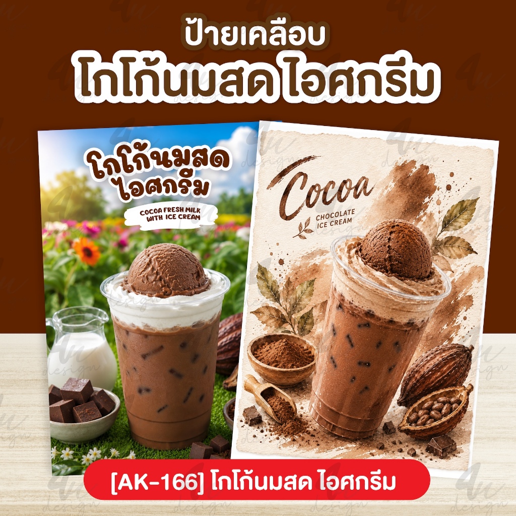 ป้ายเคลือบ โกโก้นมสดไอศกรีม (AK-166)