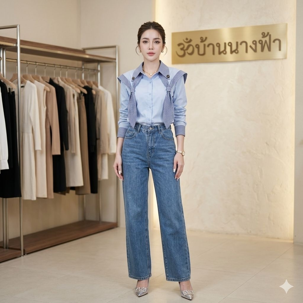 🌟​A65ꔛ ꕤ ˚Liza Studio​ กางเกงยีนส์ผ้าที่คุณรักและคุ้นเคย ไม่ยืด สีกลาง ๆ ขากระบอก เฟดน้อยมากๆ  แมทได