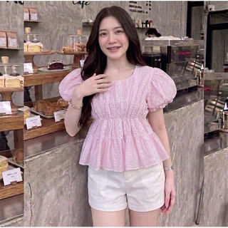เสื้อแขนบอลลูนทรงปล่อย ใส่แล้วดูผอม (รหัสJ74) งานใหม่