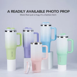 MEECOPA กระบอกน้ำเก็บอุณหภูมิ 1200ml สแตนเลส304 เก็บเย็น12ชม กันรั่ว 2ฝาใช้ได้ ทรงใส่ที่วางแก้วในรถ ใช้กลางแจ้ง/ขับรถ